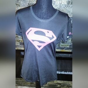 Black T-Shirt with Pink Superman Logo Size Medium
